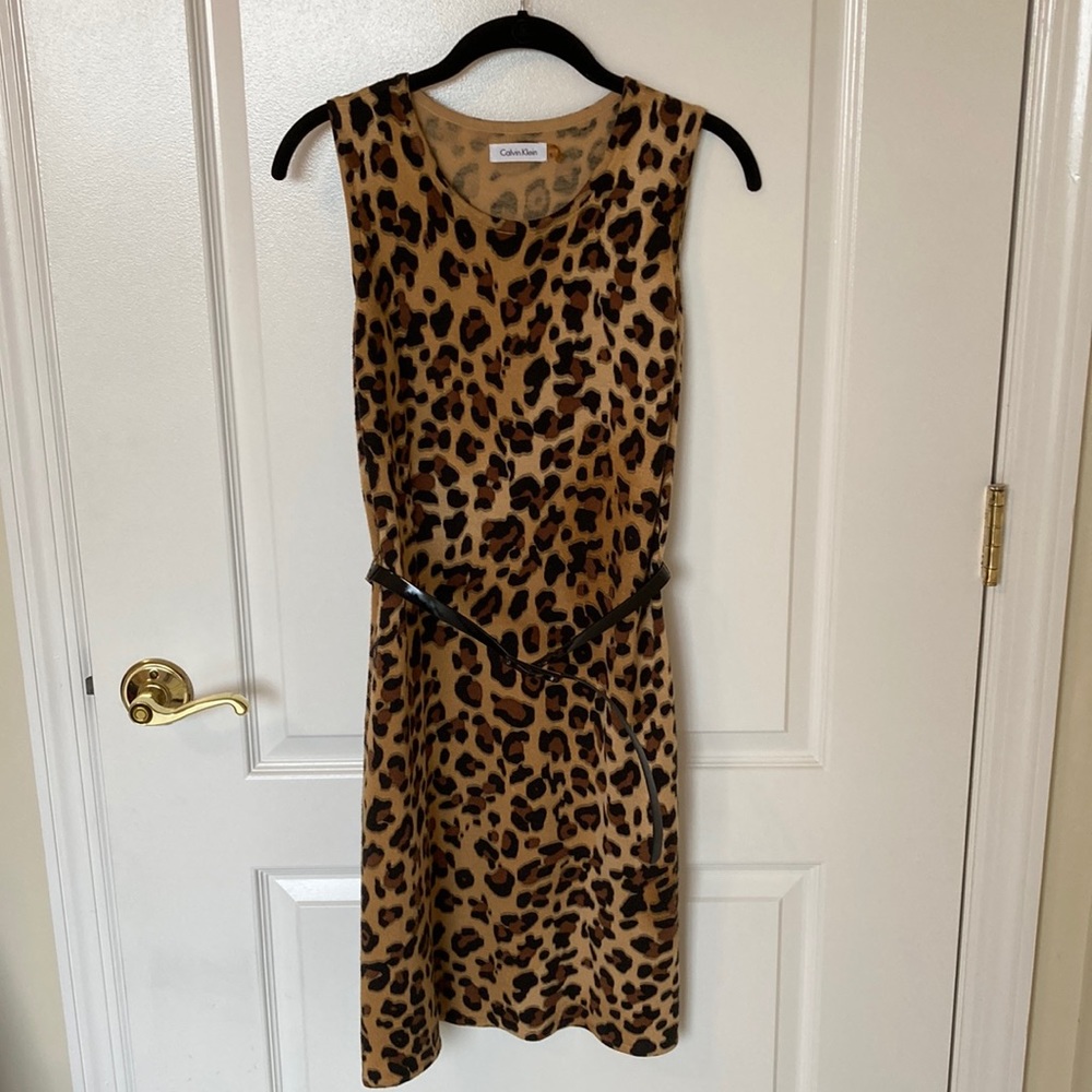 Calvin Klein cheetah print sleeveless dress